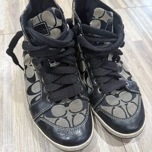 Black and Gray High-Top Coach Sneakers